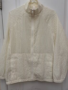 Fabletics Zip Jacket Womens Sz M Ivory Pockets NWOT